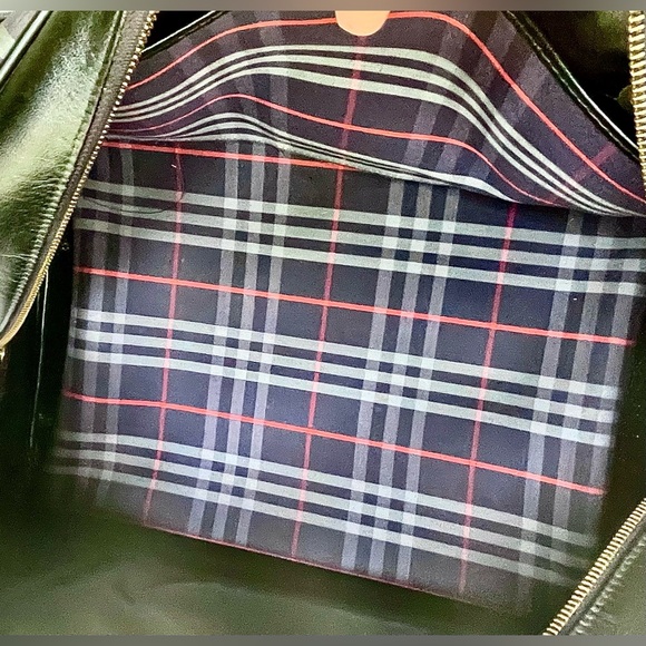 Burberry Haymarket Blue & Red “Weekender” Duffle Bag Iconic Vintage SPACIOUS! - Picture 13 of 16